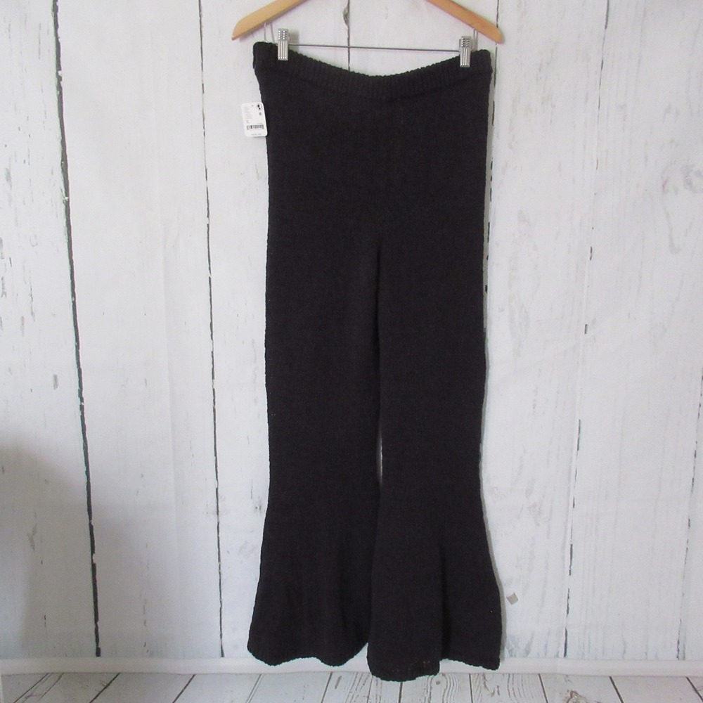 New Free People Free-Est Knit Pants XL Black Flare Bell Bottom OB2341127 - Picture 5 of 11